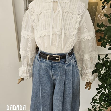 dadada/35. pin tuck denim PT( belt ) set S-XL