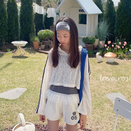 loverosie/113. knit lace tape tee hood L-XL