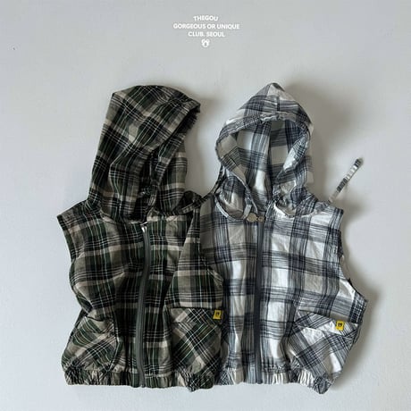 gou/57. checkcheck vest hood JS-JL