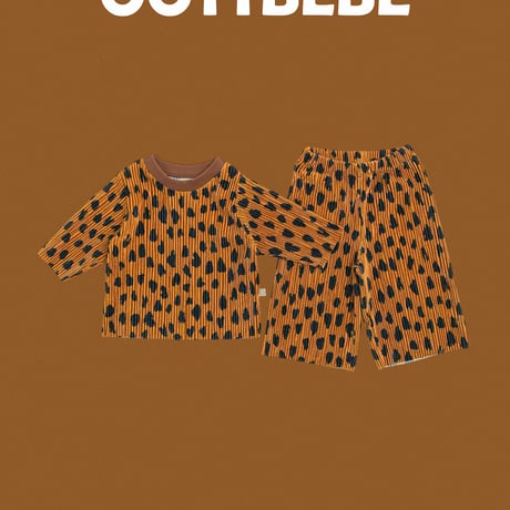 oottbebe/3. velvet leopard plitch updown set XS(0-1Y)-XL(4-5Y)