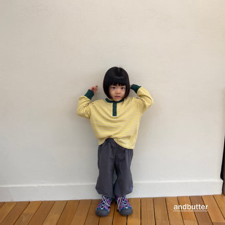 andbutter/31. Stripe Henley T-Shirt S-XL