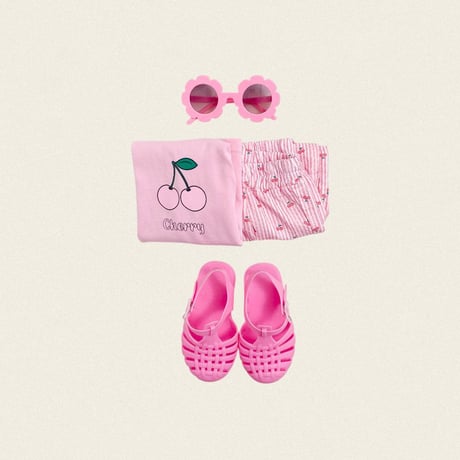 oottbebe/80. cherry stripe pants XS(1-2Y)-XL(6-7Y)