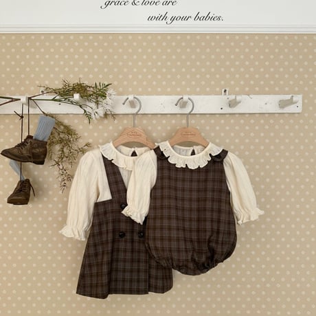 monbebe/7. romi check one-piece S(1-2Y)-L(5-6Y)