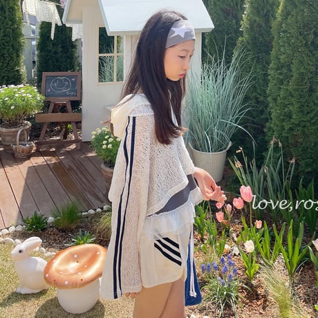 loverosie/113. knit lace tape tee hood L-XL