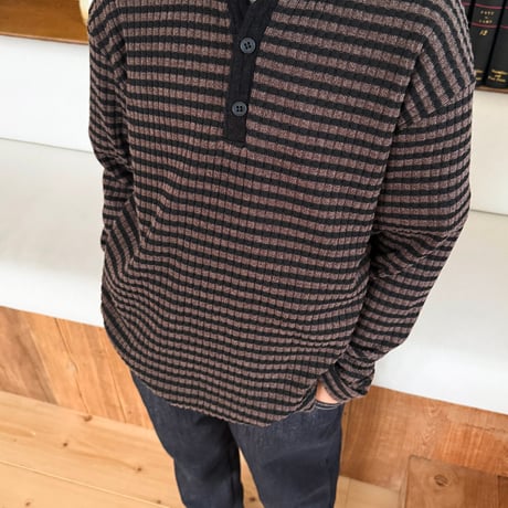 fromi/71. Striped Henley Tee? S-XL