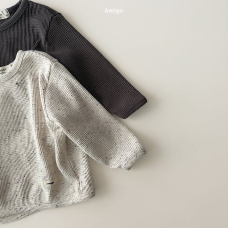 amigo/47. waffle embroidery T-shirt XS-XL