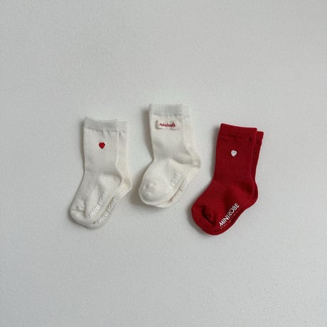 minirobe/46. Heart Logo Socks 3Set XS-M