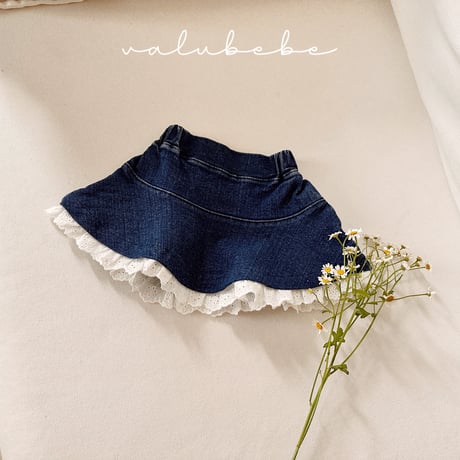 valubebe/25. lace denim skirt 6M-S