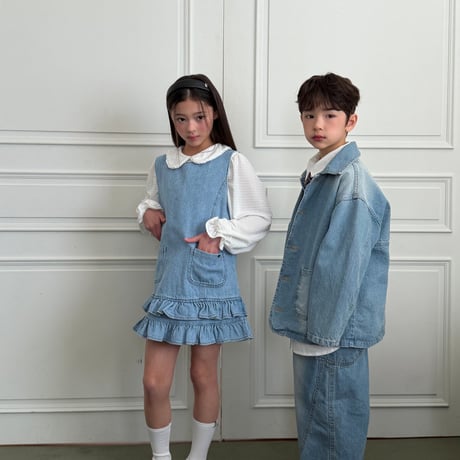 ellymolly/152. denim little pocket one-piece 13-15