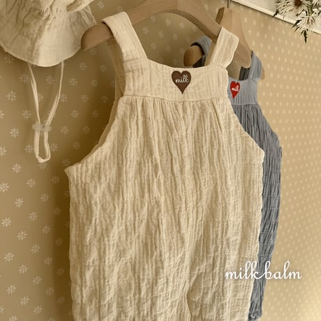 milkbalm/23. heart embroidery overalls XS(-6M)-M(12M-18M)