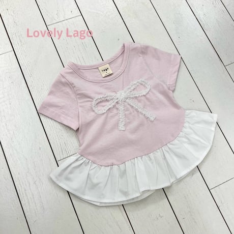 lago/18. lace ribbon T-shirt S-JS
