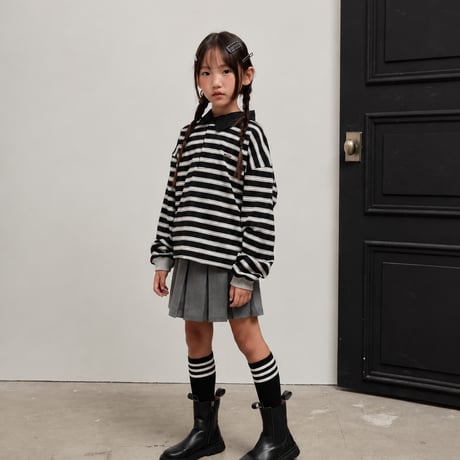 sm2/5. stripe shirts collar T-shirt 9-17