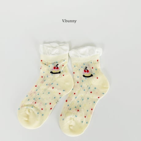 vbunny/86. flower dot socks set M(130-150)-XL(180-210)