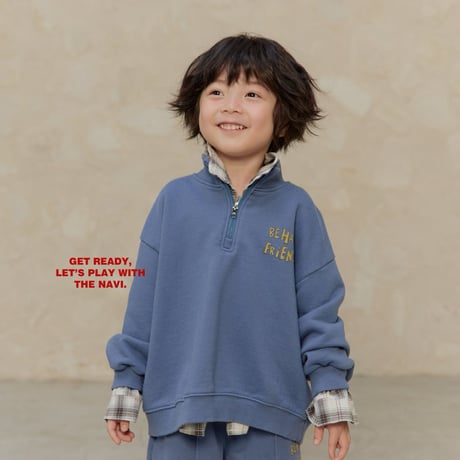 navi/49. happy half zipup man-to-man S-XL