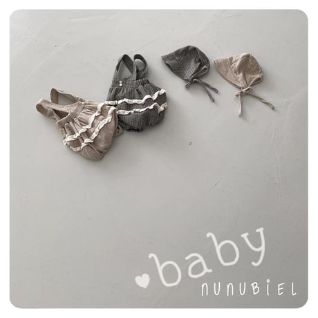 nunubiel/3. Check romper & bonnet S-L