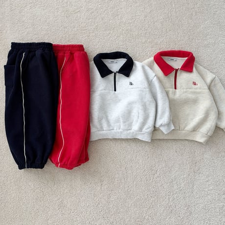 fromi/53. Preppy Half-Zip Set S-XL