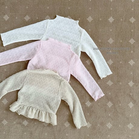 melikey/17. fril ribbon mesh T-shirt XS-XL