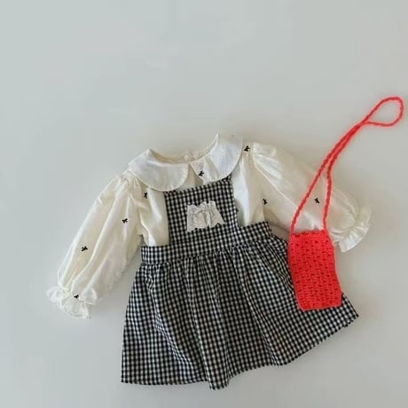 aiai/82. small ribbon check OPS ( set ) blouse XS-L