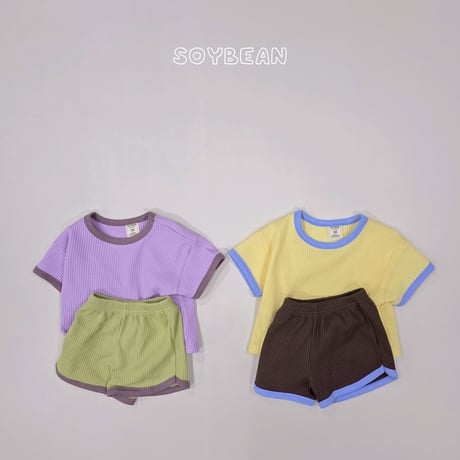 soybean/135. plan ) color mix waffle updown set XS-XL