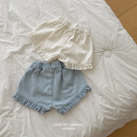 ninibello/158. heart fril denim pants XS-XL
