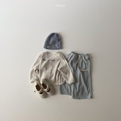 amigo/47. waffle embroidery T-shirt XS-XL