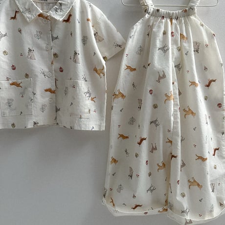 minirobe/27.  Puppy Pattern Overalls  S-XL