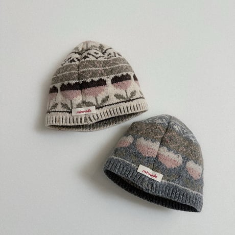 minirobe/48. Flower jacquard beanie FREE