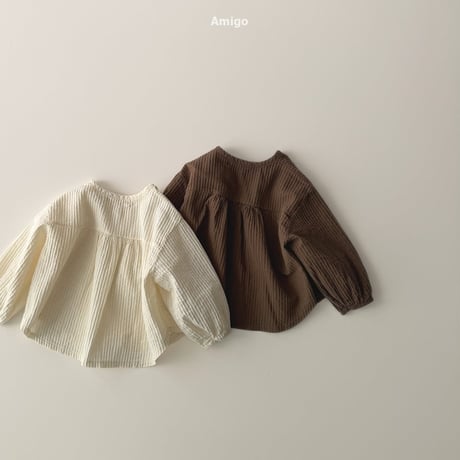 amigo/39. round shirring shirts blouse XS-XL