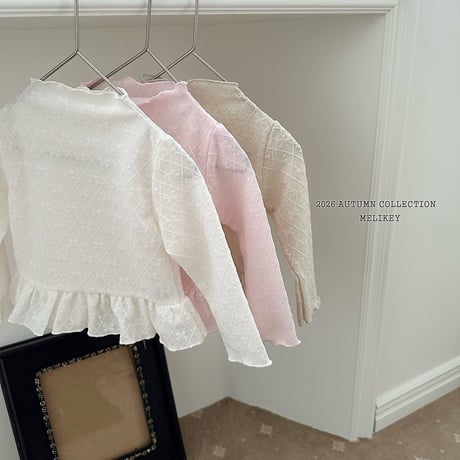melikey/17. fril ribbon mesh T-shirt XS-XL