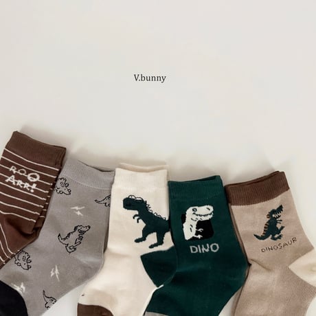 vbunny/50. dino socks set M(130-150)-XL(180-210)