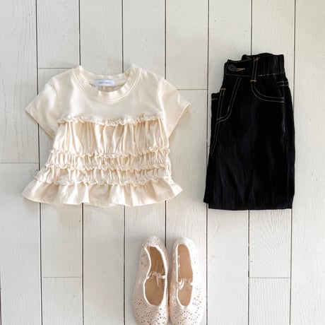 urbanrabbit/24. Frill Shirring Short Sleeve Tee XS-XL