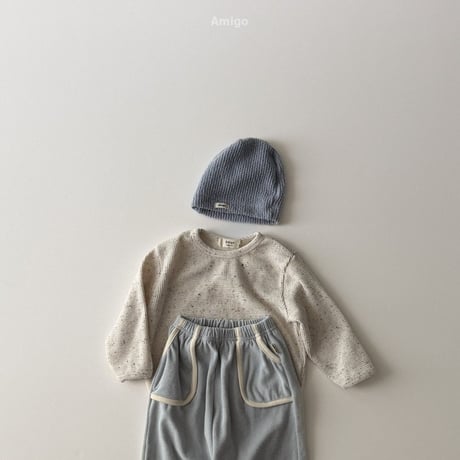 amigo/47. waffle embroidery T-shirt XS-XL