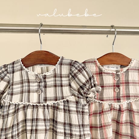 valubebe/68. checkcheck puff blouse 6M-S