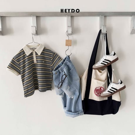 heydo/49. waffle ST collar T-shirt S-XL