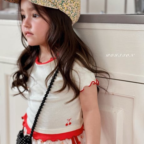 poisson/73. cherry embroidery T-shirt S-XL
