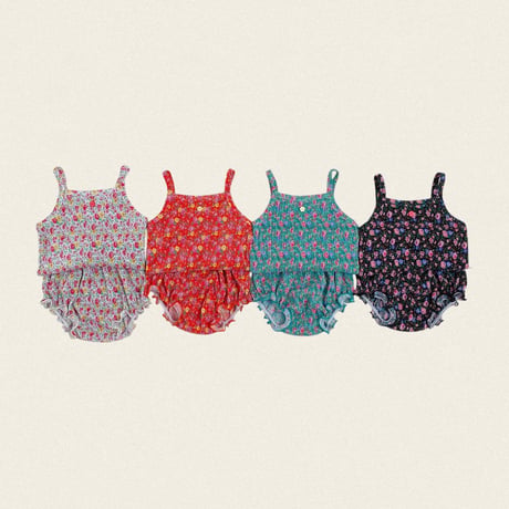 oottbebe/86. flower songe plitch sleeveless bloomer S(0-6M)-M(6-12M)