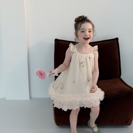 aiai/64. vintage cream fril dress 90-130