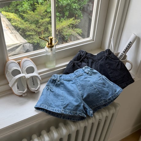 matilda/155. denim shirring half pants 5-13