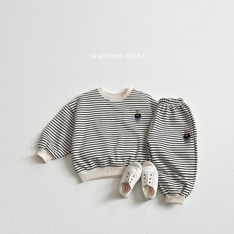 vividi/175. stripe bear embroidery updown  XS-XL