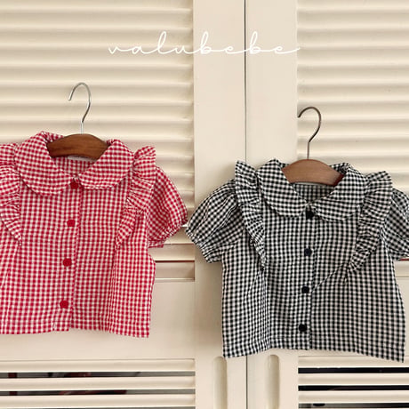 valubebe/95. half check blouse 6M-S