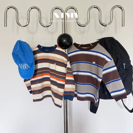 nicetomeetyou/40. border multi T-shirt JS-JL