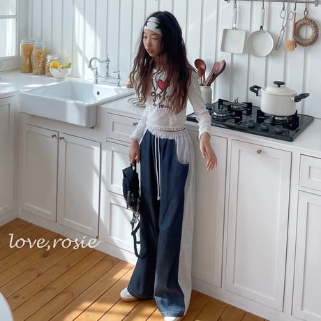 loverosie/15. denim half half pants 3XL