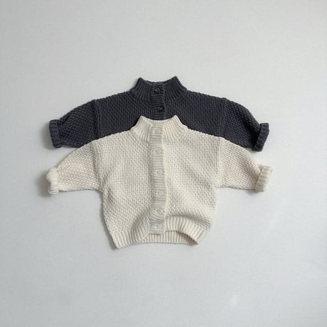 minirobe/36.  Waffle High-Neck Cardigan  S-XL