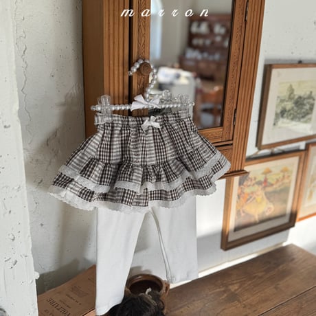 marron/30. check tutu skirt leggings XS-L