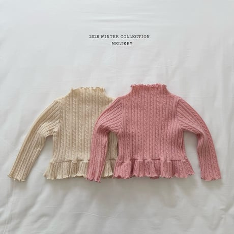 melikey/9. cable fril T knit XS-XL
