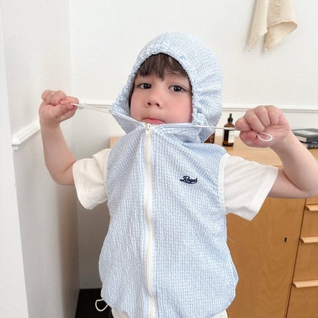 digreen/46. milky hood vest S-2XL