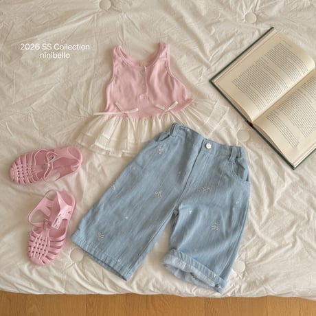 ninibello/121. ribbon sugar denim pants XS-XL