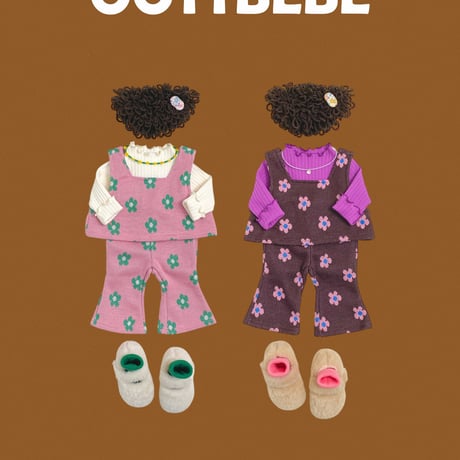 oottbebe/30. flower knit setup ( knit vest bootscut ) set XS(0-1Y)-XL(4-5Y)