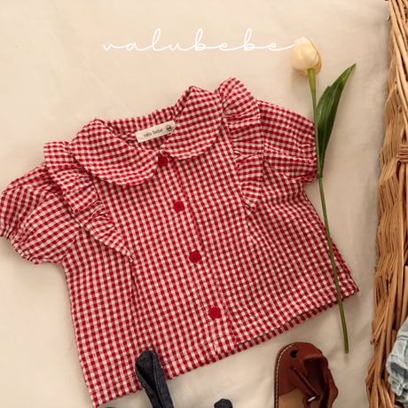 valubebe/95. half check blouse 6M-S
