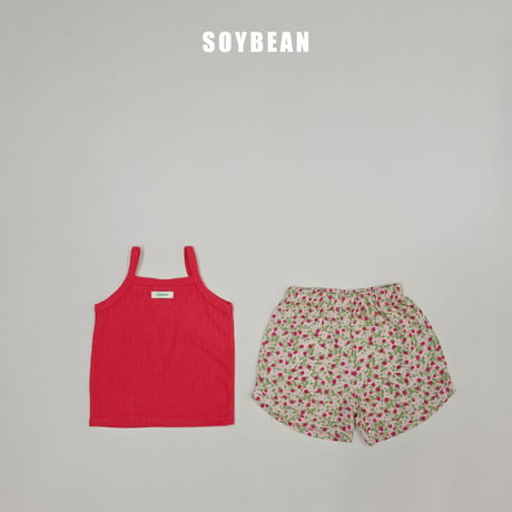 soybean/158. plan ) strawberry flower sleeveless updown set XS-XL